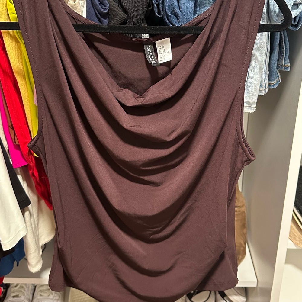 Divided Deep Purple Draped Sleeveless Blouse